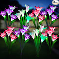 KOOPER Outdoor Solar Lights, 8 Pack Solar Garden Light with Bigger Lily Flowers, Waterproof 7 Color Changing Solar Lights Outdoor - Bigger Panel for Patio Yard Garden Decoration, Gift for Mom