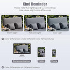 LDAILY Moccha Outdoor Daybed, Wicker Loveseat Sofa Set with 4-Postion Adjustable Backrest, Storage Ottoman, Cushions, Rattan Double Bed Lounger, Patio Furniture Set (Mixed Gray+Gray)