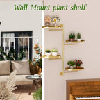 Window Rotating Plant Stand Shelf Indoor Gold Metal Floating Shelves 4-Tier Wall Mount Plant hanger Holders for Wall Planter Modern Home Decor window sill gifts