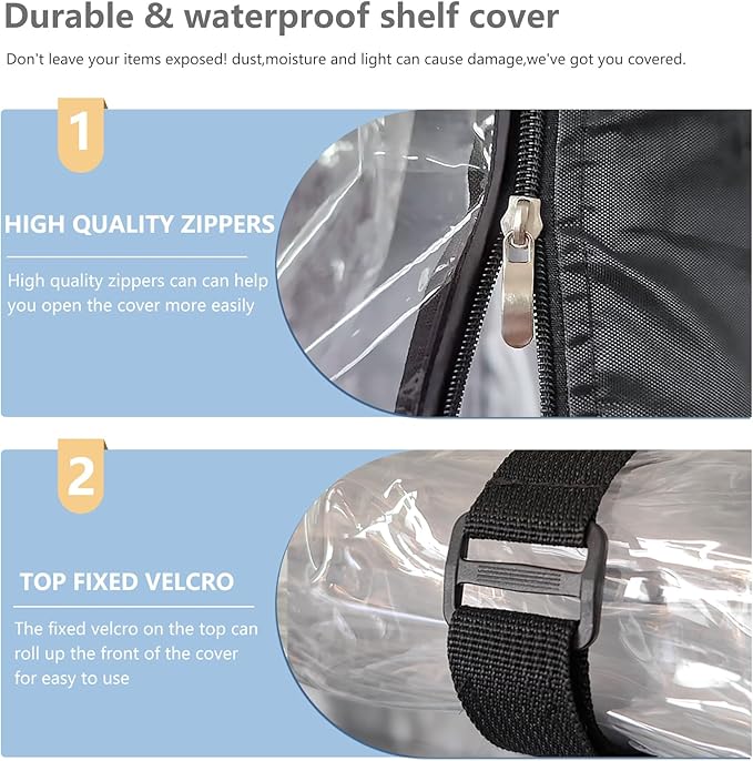 Waterproof Shelf Cover,Outdoor 600D Heavy Duty Dustproof Storage Shelves Cover,24''x14''x72'' Shelf Covers for Wire Shelving with Zippers,Storage Rack Covers with Clear Front