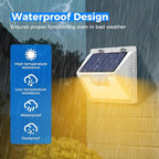 Peasur Solar Lights Outdoor Motion Sensor Waterproof, 1Pack 140LED White Solar Powered Fence Lights, 3 Modes Security Wall Lights for Garden Yard Outside Warm