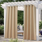 NICETOWN Indoor & Outdoor Curtain for Patio Waterproof 108" Long, Triple Weave Sunlight Blocking Thermal Insulated Privacy Room Darkening for Bedroom & Outdoor, Biscotti Beige, 1 Panel, 52" Wide