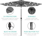 Best Choice Products 10ft Solar Polyester LED Lighted Patio Umbrella w/Tilt Adjustment and UV-Resistant Fabric