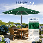 ABCCANOPY Durable Solar Led Patio Umbrellas with 32LED Lights 11FT (Deep Green)