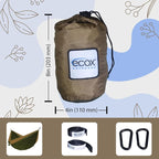 Hammock, Single Parachute Nylon with Tree Straps in Green-Brown