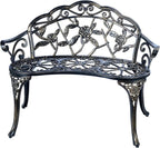 Patio Balcony Bench Double Seat, Anti-Rust Cast Aluminum Patio Garden Bench for Park Yard Outdoor Furniture Copper.1