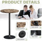 Flamaker Round Bistro Pub Table Modern Style Metal Base MDF Top Cocktail Bar Table Counter Bar Height for Pub, Dining Room, Party (4, Marble-Black)