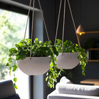 LA Jolie Muse Hanging Planters for Indoor Plants - Flower Pots Outdoor 9.84 inch Garden Planters and Pots,Speckled White Set of 2