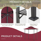 AECOJOY 8' x 5' Grill Gazebo, Grill Canopy for Outdoor Grill, 2- Tier BBQ Gazebo Shelter for Patio, Backyard and More (Wine Red)
