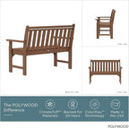 POLYWOOD GNB48TE Vineyard 48" Bench, Teak