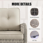 15-Piece Outdoor Patio Furniture Set with Rocking Swivel Chair Wicker Sectional Sofa Set, Patio Conversation Set with Thickened Cushions & Coffee Table for Garden, Backyard, White
