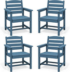 SERWALL Outdoor Dining Chairs Set of 4, All-Weather HDPE Patio Chair with 19.7" Widened Seat, for Backyard, Garden, Blue