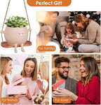 AFFLAT Smiley Face Flower Pot,Swinging Hanging Planter,Resin Smiley Face Hanging Pot,Cute Swinging Planter with Unique Design,Suitable for Indoor & Outdoor Decoration,an Ideal Gift for Festivals