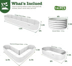 A ANLEOLIFE Set of 14, 18 Inch Tall Raised Garden Beds Kit, Heart-Shaped, Long Oval & Round Metal Planters – Ideal for Creative Garden Layouts, Antique White