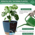8/10/12 Inch Large Self Watering Pots for Indoor Plants Plastic Plant Pot for Outdoor Plants, Water Level Window & Spacious Reservoir Flower Pots Decorative Planter with Drainage and Tray (Blue)