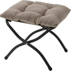 15"(H) Folding Ottoman, Foldable Footrest Stool, Portable Small Foot Stool for Couch, Collapsible Foot Rest Ottoman for Sofa, Padded Ottomans for Home, Living Room, Bedroom, Light Brown