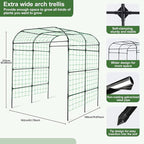 Lalahoni Large Garden Trellis Arch for Climbing Plants Outdoor, 7.8 feet Tall Metal Walkway Arbor Plant Support Vine Flower Vegetables Cucumber Trellis for Raised Bed, with Netting, Lightweight