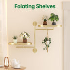 Rotating Window Shelves for Multiple Plants Indoor,2-tier Metal Corner golden Plant Stand Holder Floating Hanger Shelf for Wall，Windows Sill Gifts for Planter Lover to Enhance Home Decor