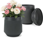 Plant Pots，Set of 3 Plastic Pots for Indoor Plants,Flower Pots Outdoor Planters with Drainage Hole and Seamless Saucer,Gray