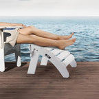 VEVOR Adirondack Ottoman, 17.7L x 19.7W x 13.8H Inch HDPE Plastic Folding Adirondack Ottoman, Weather-Resistant Foot Rest for Adirondack Chair, Widely Used for Outside Porch Pool Lawn Backyard, White