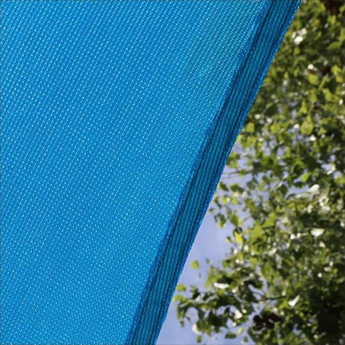 Amgo 16' x 16' x 16' Blue Triangle Sun Shade Sail Outdoor Canopy Awning UPF50+ AGTAPRT12, 95% UV Blockage, Water & Air Permeable, Commercial Standard Heavy Duty (We Make Custom Size)