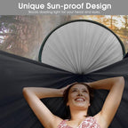 G4Free Large Camping Hammock with Mosquito Net 2 Person Pop-up Parachute Lightweight Hanging Hammocks Tree Straps Swing Bed for Outdoor Backpacking Backyard Hiking