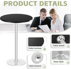 Flamaker Round Bistro Pub Table Modern Style Metal Base MDF Top Cocktail Bar Table Counter Bar Height for Pub, Dining Room, Party (4, Black-Silver)
