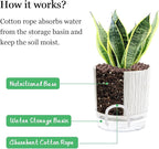 Self Watering Pots for Indoor Plants, 5 & 4 Inch Stylish Flower Pots, Set of 4 Modern Planters with Self Watering Plant Feature (Black Stripes)