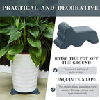 Kigeli 6 Pcs Resin Garden Pot Feet for Outdoor Planters 3 Inch Long 1.5 Inch Tall Flower Handmade Elevator Plant Feet Frost Proof Lifter for 14-20 in Pot(Blue Gray)