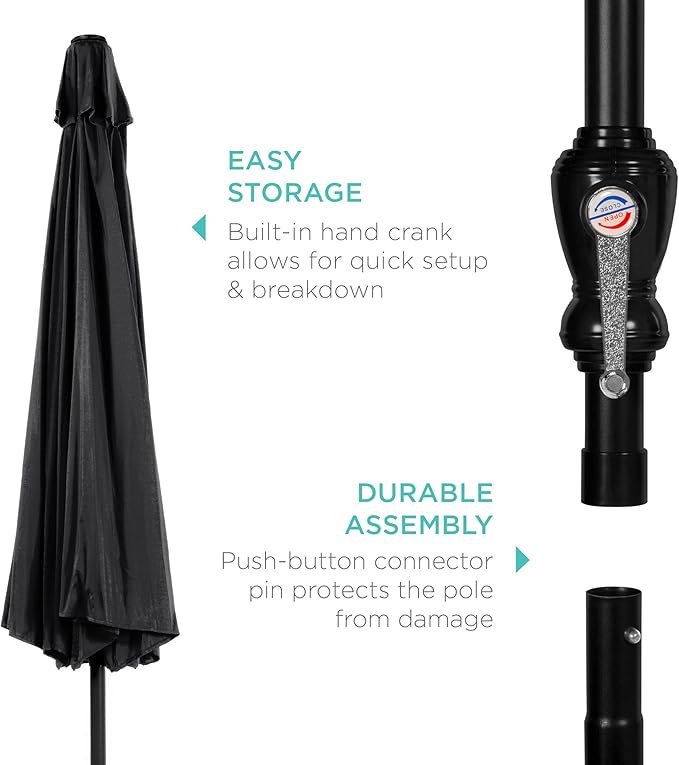 Best Choice Products 10ft Outdoor Table Compatible Steel Polyester Market Patio Umbrella w/Crank and Easy Push Button Tilt