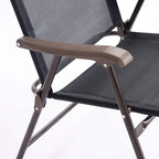 Giantex Set of 2 Patio Folding Chairs, Outdoor Patio Dining Chairs w/Armrest, Sling Back, Metal Frame, Outside Use for Lawn Camping Garden Pool Beach Yard Lounge, No Assembly, Black
