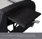 Grand patio Outdoor Reclining Chairs with Extended Footrest 2-Piece Adjustable Patio Wicker,Lounge Recliner up to 150° with Flip Side Table Griege