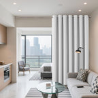 Joydeco Blackout Patio Sliding Door Curtains 90 Inches Long, Grommet Privacy Room Divider Curtains, Extra Wide Thermal Blackout Drapes for Bedroom Living Room (Greyish White 100Wx90L, 1 Panel)