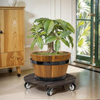 Idzo 2pack Wood Plant Caddy With Wheels Heavy Duty, 264 Lbs Capacity, 12 Inch Acacia Hardwood Plant Dolly, Plant Stand with 360° Lockable Wheels for Plant Pots, Heavy Objects Hauling - Black