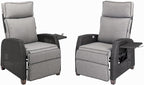 Grand patio Outdoor Reclining Chairs with Extended Footrest 2-Piece Adjustable WickerPatio Lounge Recliner up to 15 with Flip Side Table, Cool Grey