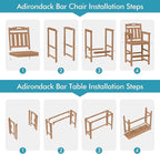 Ciokea 3 Pcs Outdoor Bar Height Table Set, 60" Extra Long Rectangle High Top Table and 2 Oversized Adirondack Chairs Set, Heavy-Duty All-Weather HDPE Patio Bar Set for Backyard Balcony Deck, Teak