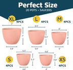 Planter Pots with Drainage Holes - Lightweight, Durable, and Space-Saving Pots for Indoor and Outdoor - Versatile Functionality, Simple Modern Design, Set of 20 Plastic Planter Pots - Pink