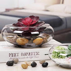 Glass Lotus Bowl Planter, 8 in Lotus Flower Bowl, Lotus Bowls for Planting in Water Indoors,Suitable for Succulent Plants and Aquatic Plant Bonsai Arrangements (M)