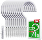 10 Pcs Ceiling Hooks for Hanging Plants - 2.9 inches Heavy Duty, Hanging Hooks for Christmas Lights, Cups, Decors - White Vinyl Coated Screw in Plant Hanger Hook Indoor and Outdoor