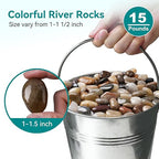 15 lbs River Rocks, 1-1 1/2 inch Plant Rocks for Pots Indoor, Decorative Garden Rocks Outdoor Landscaping, Polished Natural Stone for Walkways, Yard, Vases, Crafts
