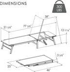 Kozyard Outdoor Foldable Lounge Chair, Aluminum Frame Patio Lounger with 5-Position Adjustable Backrest, Breathable Textilene Fabric, Assemble-Free, Reclining Full-Flat Poolside(Blue)
