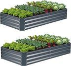 ZORMY 2Pack 6×3×1ft Galvanized Raised Garden Bed Kit, Metal Planter Boxes Outdoor, Large Raised Beds for Vegetables, Fruits, and Flowers - Grey