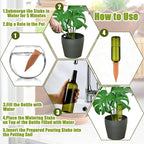 TINSKY 6 Sets Plant Watering Devices Terracotta Self Watering Spikes and 26 Oz Plastic Green Bottles Slow Release Vacation Plant Waterer Automatic Planter Insert for Indoor Outdoor Plants