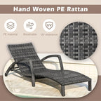 Chaise Lounge Chairs Outdoor Set of 4, Comfy Outside Wicker Patio Pool Lounge Chair w/ 5 Adjustable Back Angle, Cup Holder, Thicken Cushion
