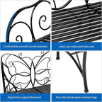 HLC Outdoor Bench Outdoor Sturdy Rust-Resistant Bench Butterfly Cast Iron with Armrests Park,Yard, Patio, Porch, Lawn Double Seats