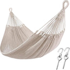 ZEAN Handwoven Hammock by Thick Cotton Rope XL Two Person Hammock for Outside, Patio Backyard Garden 550LB Capacity