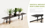 Zhongma One Tier Metal Plant Stand with Wheels,(45.67 L x 8.66 W x 10.3 H) Heavy Duty Plant Holder for Home, Window,Garden, Plant Lovers, Display Stand