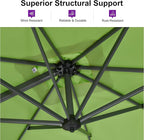PURPLE LEAF 9 Feet Square Cantilever Umbrella Patio Umbrella with Base Outdoor Umbrella Aluminum Offset with 360-degree Rotation for Garden Deck Pool Patio Apple Green