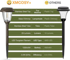 XMCOSY+ Solar Pathway Lights Outdoor, Glass & Stainless Steel Garden Lights with 2 Lighting Modes (10/25 LM), IP65 Waterproof, Warm White for Yard, Walkway, Driveway, Patio & Path (6 Pack)