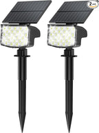Solar Spot Lights Outdoor, [27 LED/2 Pack] Adjustable Solar Lights Outdoor Waterproof IP65, Solar Powered Landscape Spotlights 3 Lighting Modes for Yard Garden Outside(Cool White)